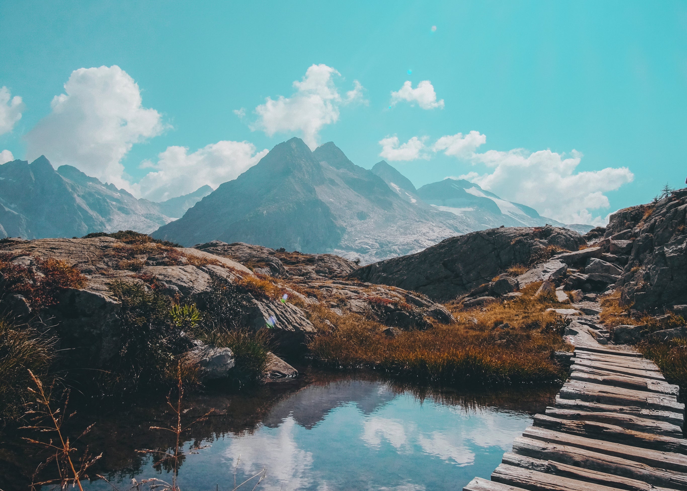 Hiking trail with mountains